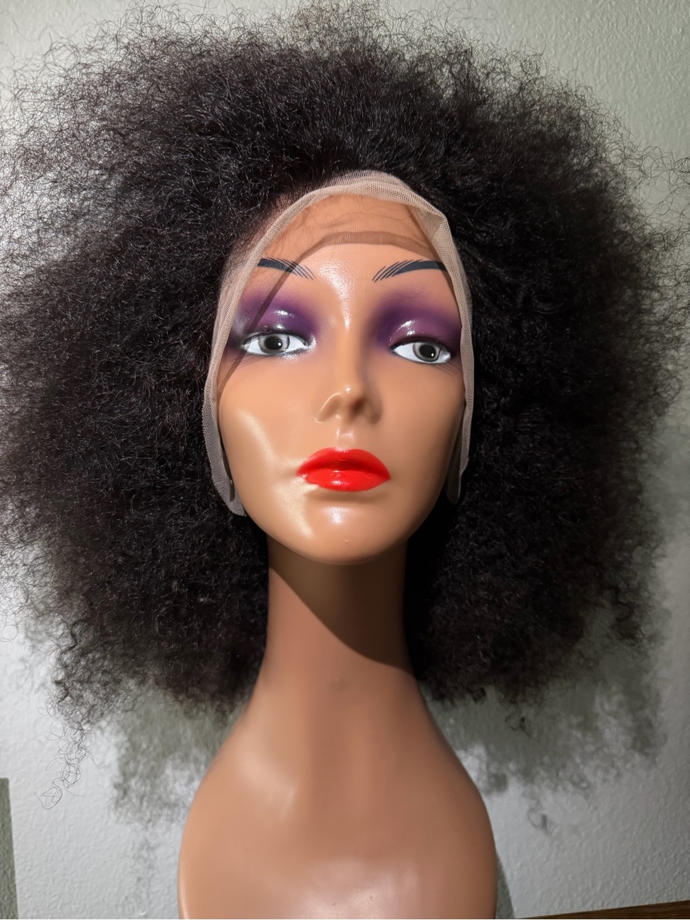 Natural Black Afro Lace Front Wig - Unbranded